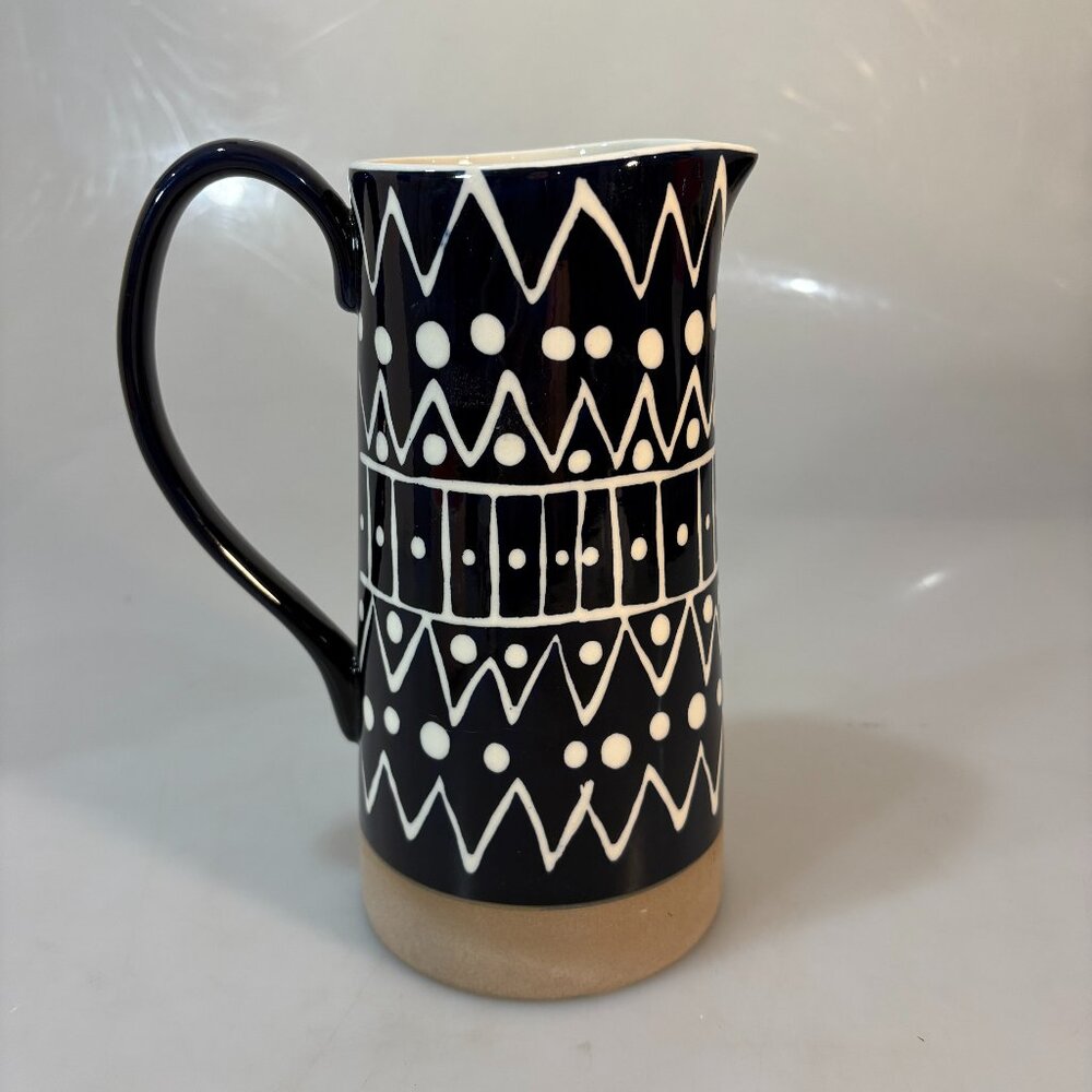 Belle Maison Blue White Ceramic Pitcher 6 Cups NEW